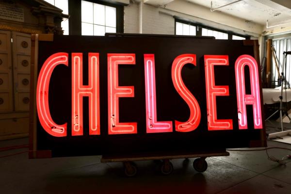 neon letters reading 'Chelsea'