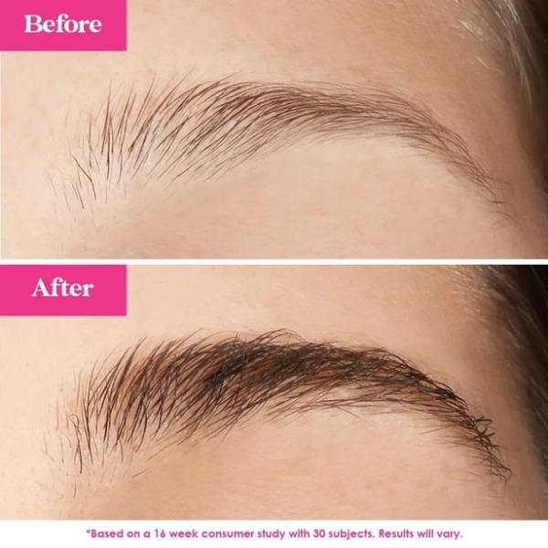 An eyebrow comparison by Grande Cosmetics on their eyebrow serum